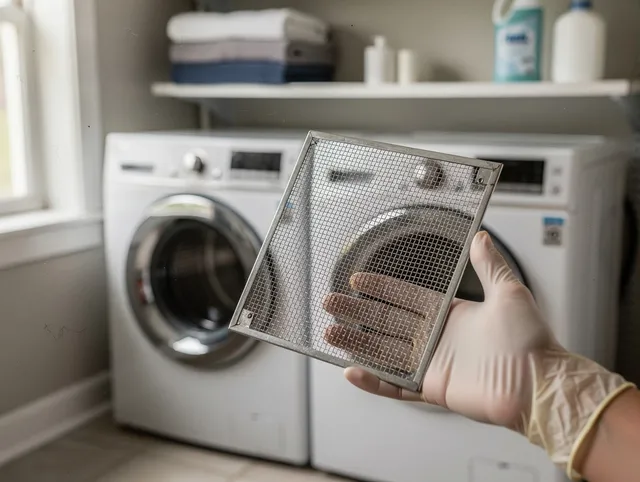 New Britain Dryer Vent Cleaning specialist performing detailed lint trap cleaning service in New Britain